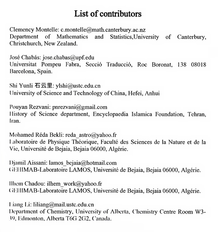 List of Contributors